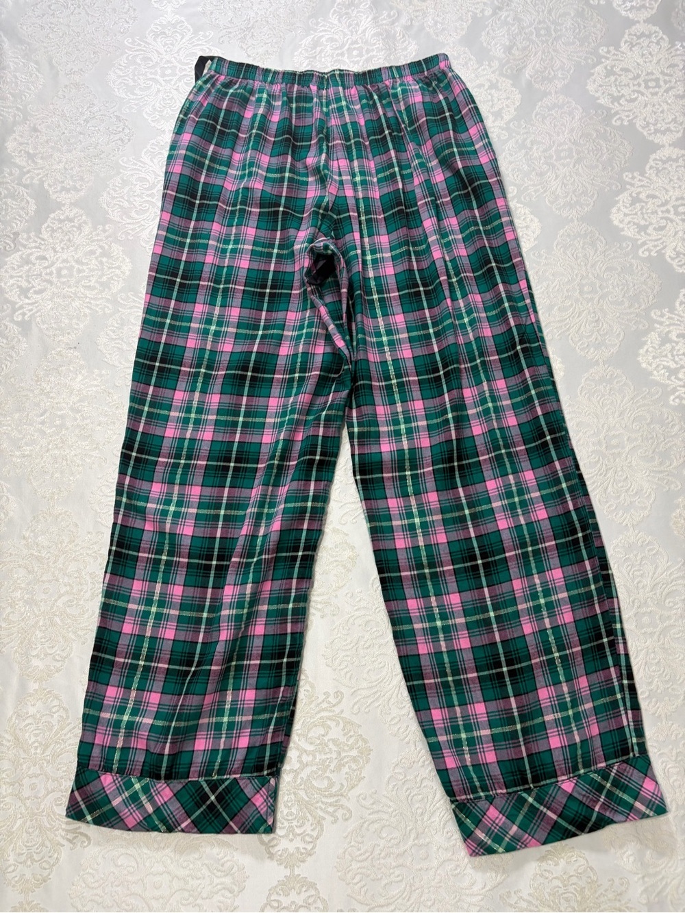 Victorias Secret Cotton Modal Emerald Green & Pink Plaid Pajama Set Medium - Picture 8 of 13